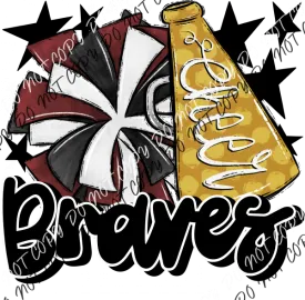 Cheer Mascot Braves Garnet and Gold DTF Transfer