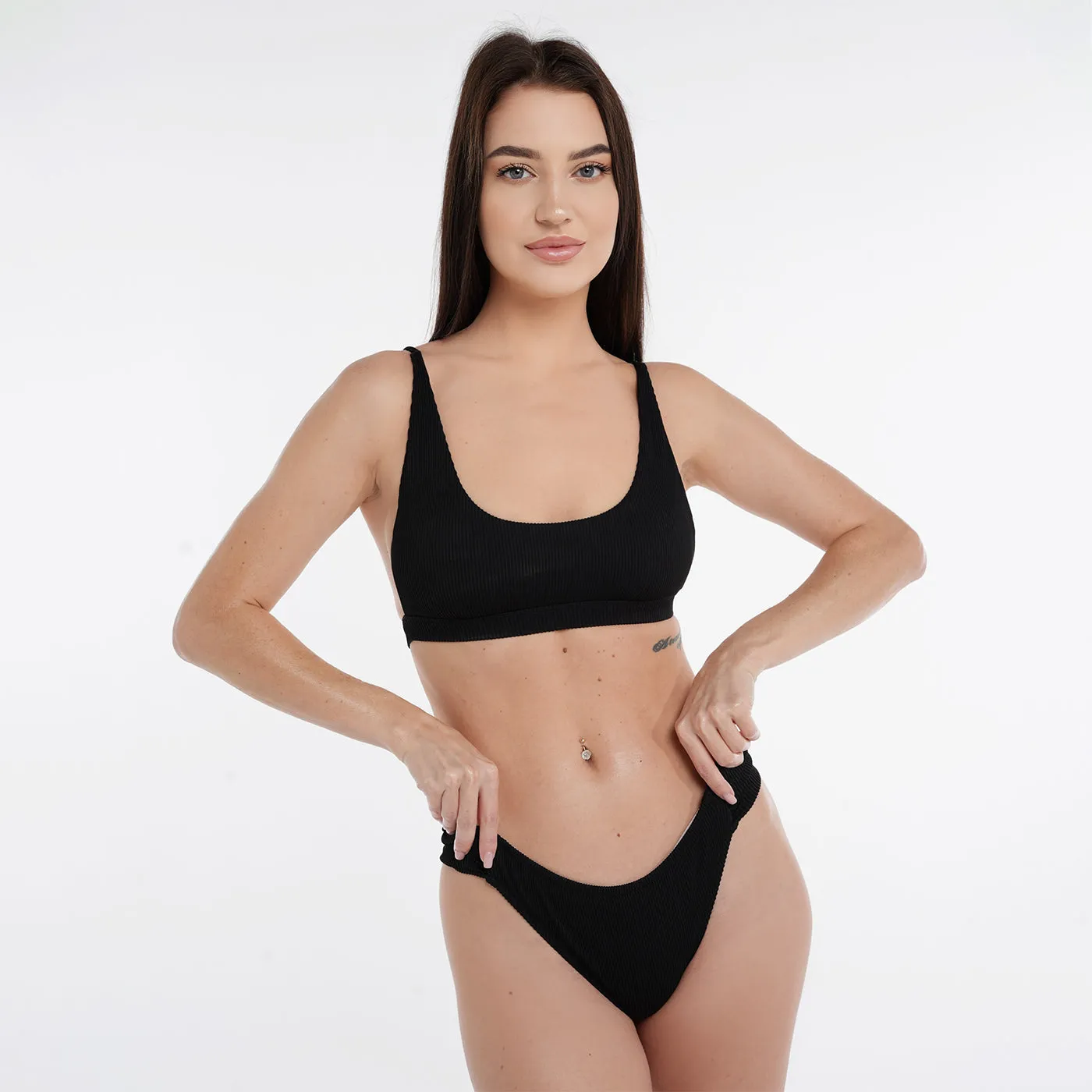 Crete Collection - Ribbed Bikini Top - Black