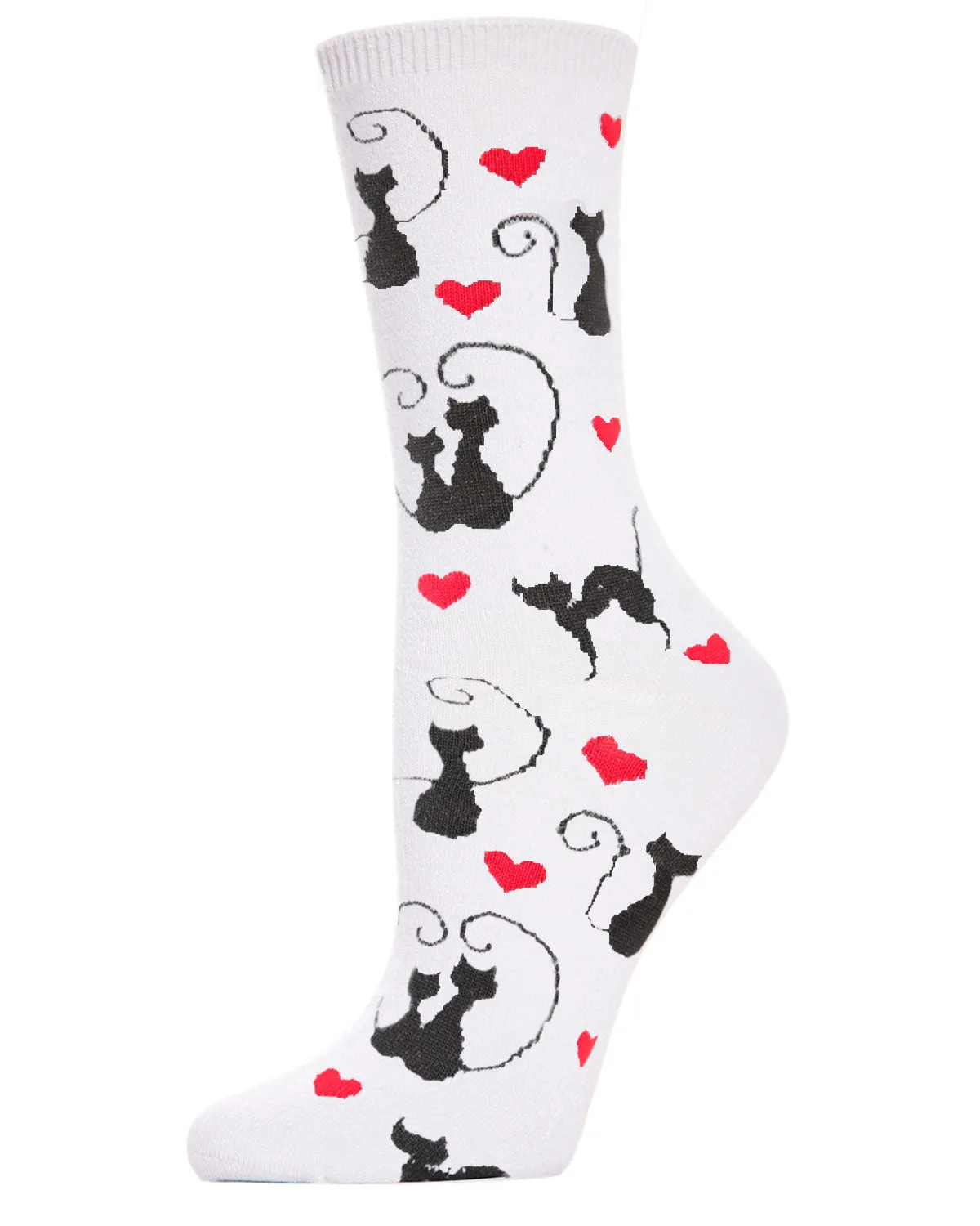 Curly Q Love Cats Bamboo Blend Crew Socks