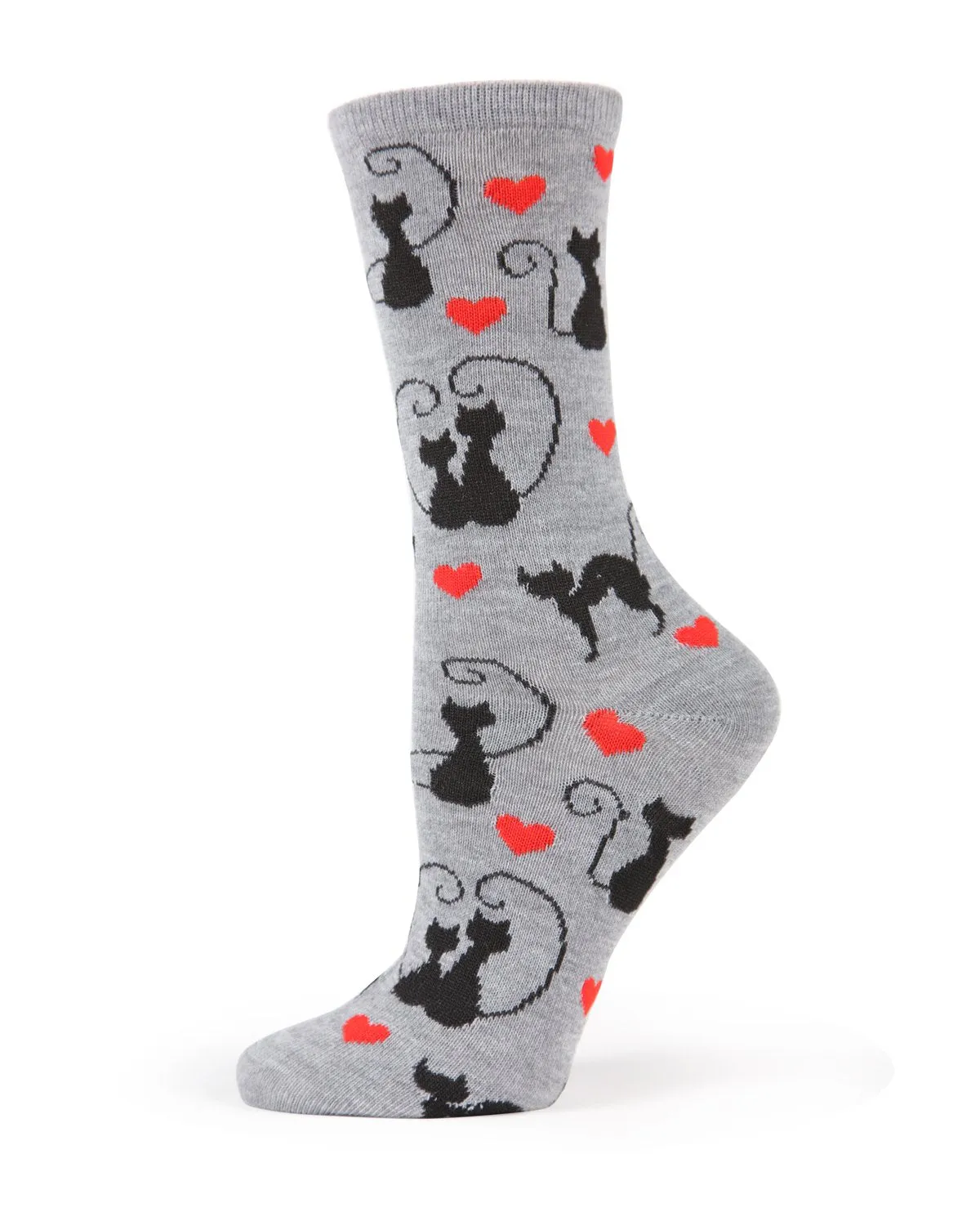 Curly Q Love Cats Bamboo Blend Crew Socks