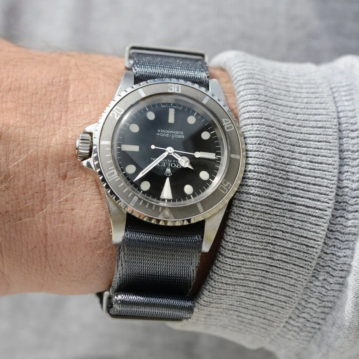 Deluxe Nylon Single Pass Watch Strap Pure Grey
