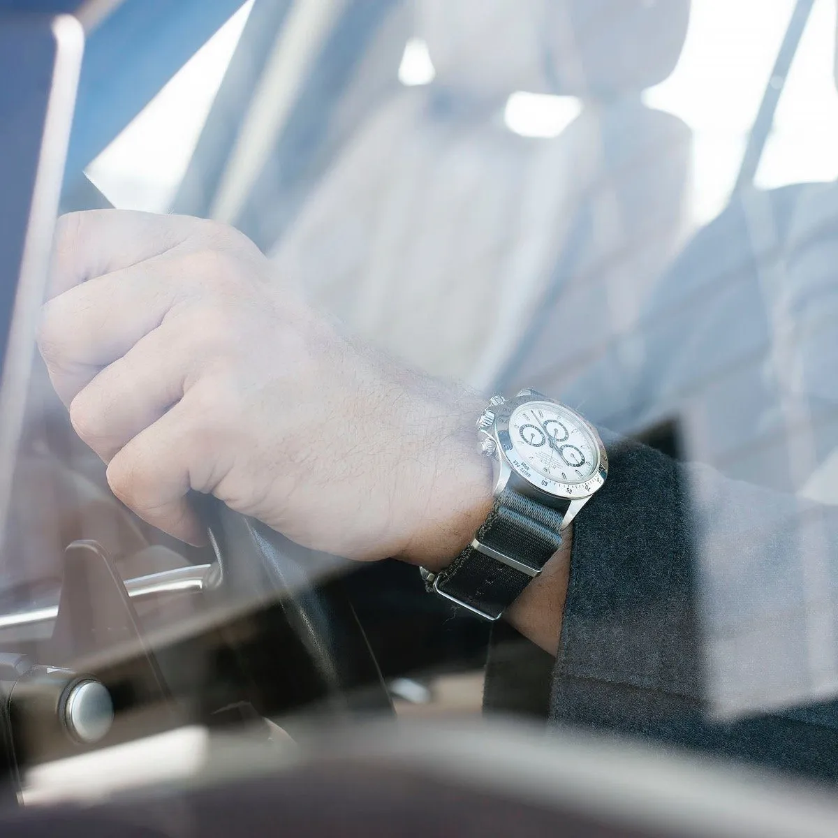 Deluxe Nylon Single Pass Watch Strap Pure Grey