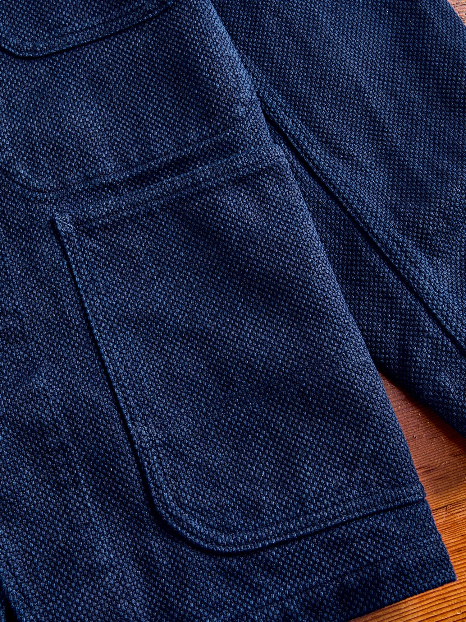 Double Cloth Sashiko Coverall Jacket in Hand Dyed Indigo