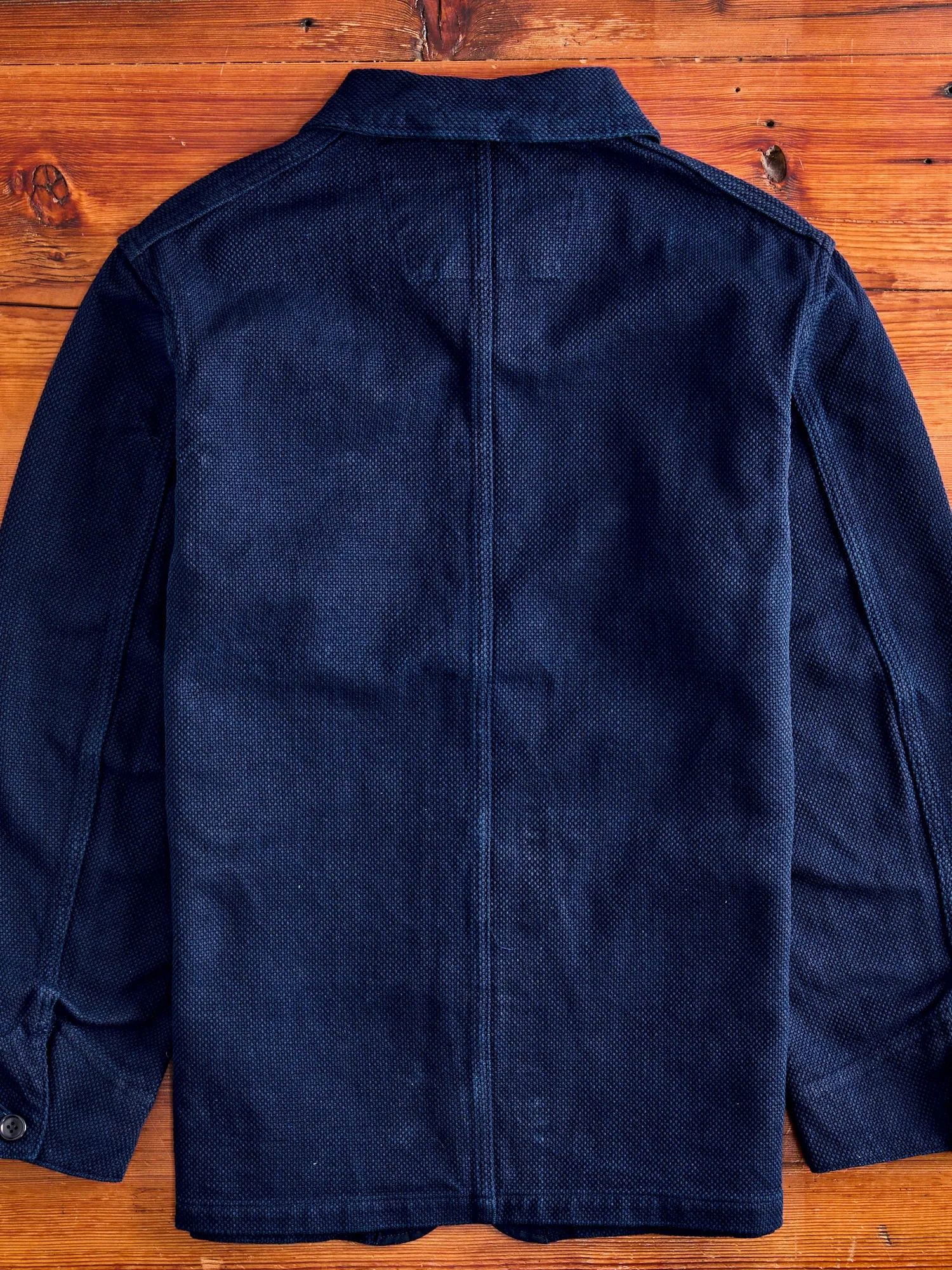 Double Cloth Sashiko Coverall Jacket in Hand Dyed Indigo