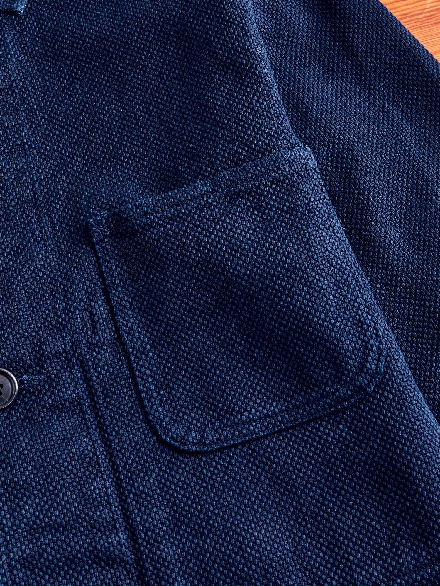 Double Cloth Sashiko Coverall Jacket in Hand Dyed Indigo