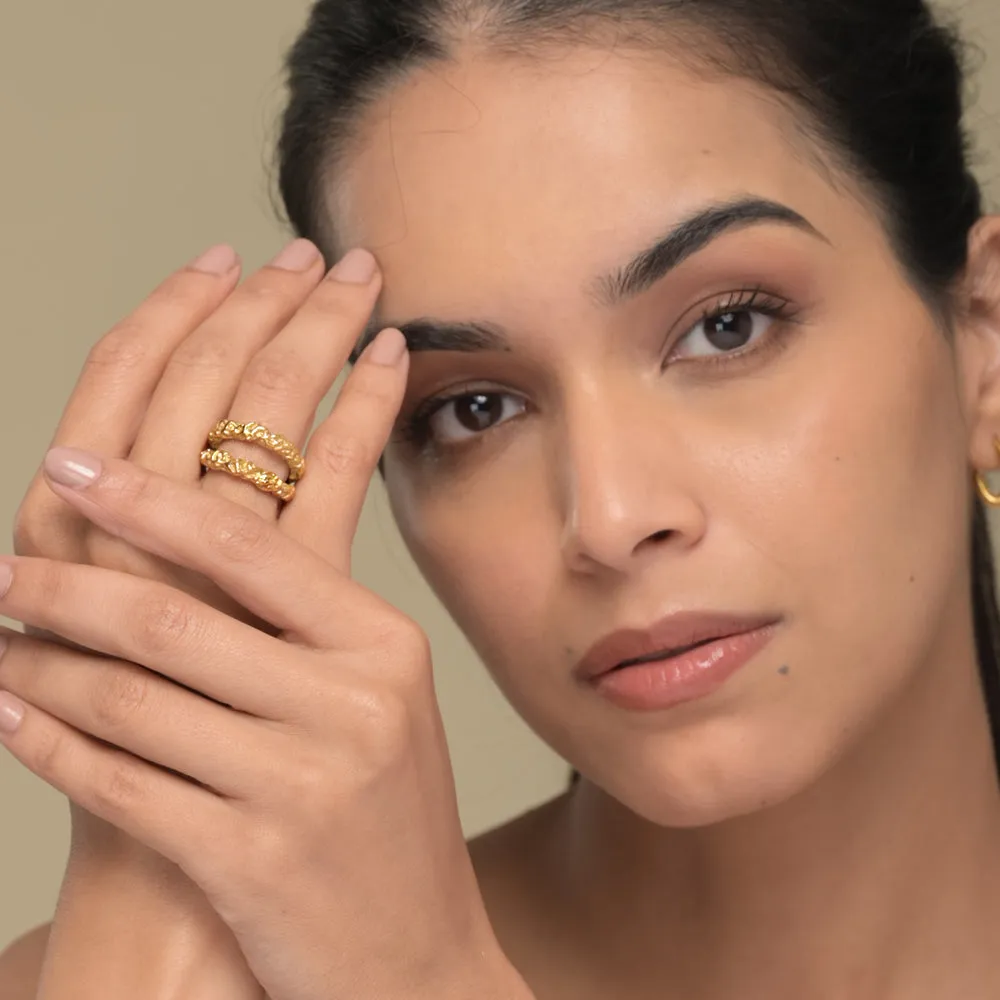 Double Layer Rock Texture Ring