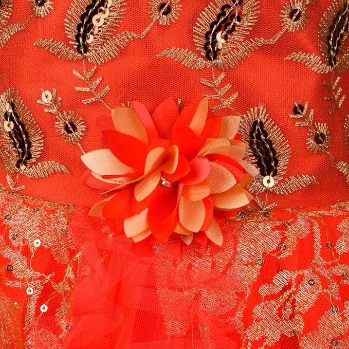 Girls A-line Floral Embroidered Ethnic dress