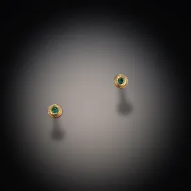 Gold Dot Earrings with Emeralds