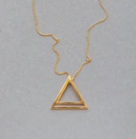 Gold Necklace with Double Triangle Pendant