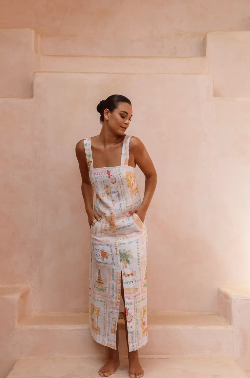 Goldie Dress Printed Linen - Wholesale