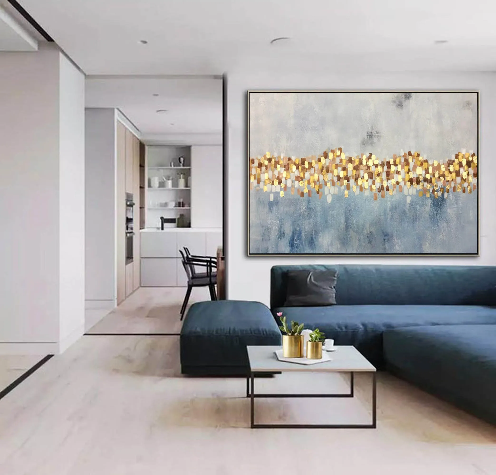 Gray Blue Abstract Painting Oversized Painting Sp070