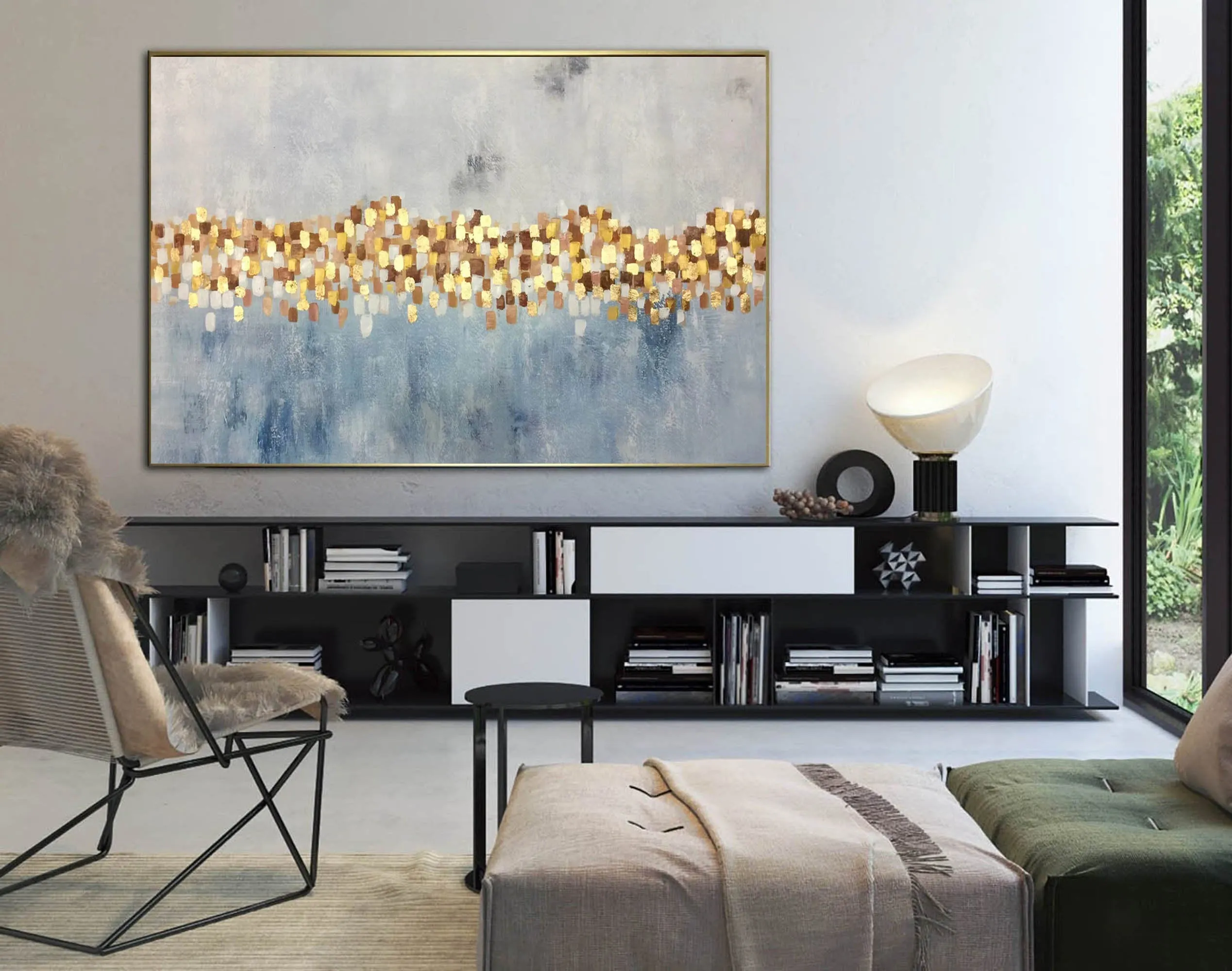 Gray Blue Abstract Painting Oversized Painting Sp070