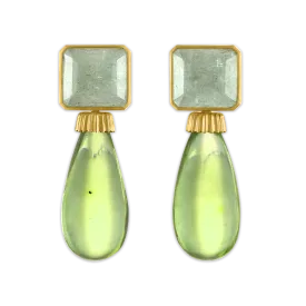 Green Beryl and Amber Canthus Earrings