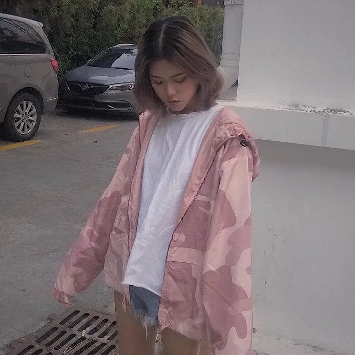 Hooded Windbreaker Jacket With Camouflage Print