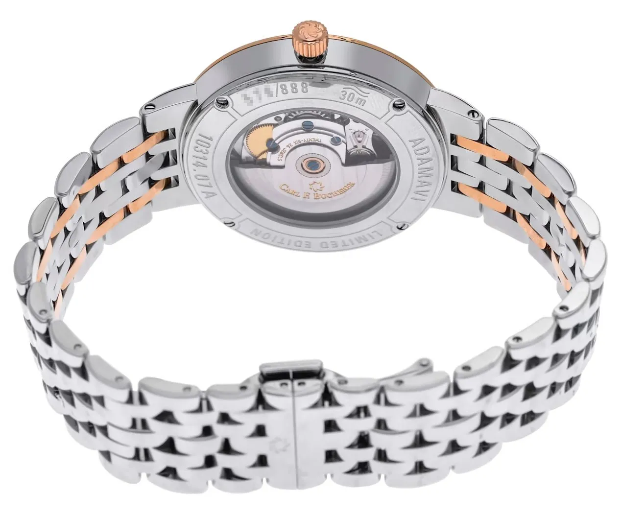 Limited Edition Carl F. Bucherer Adamavi Mens Automatic Watch, Stainless Steel & 18k Rose Gold, Silver Dial with Date - Model 00.10314.07.15.98