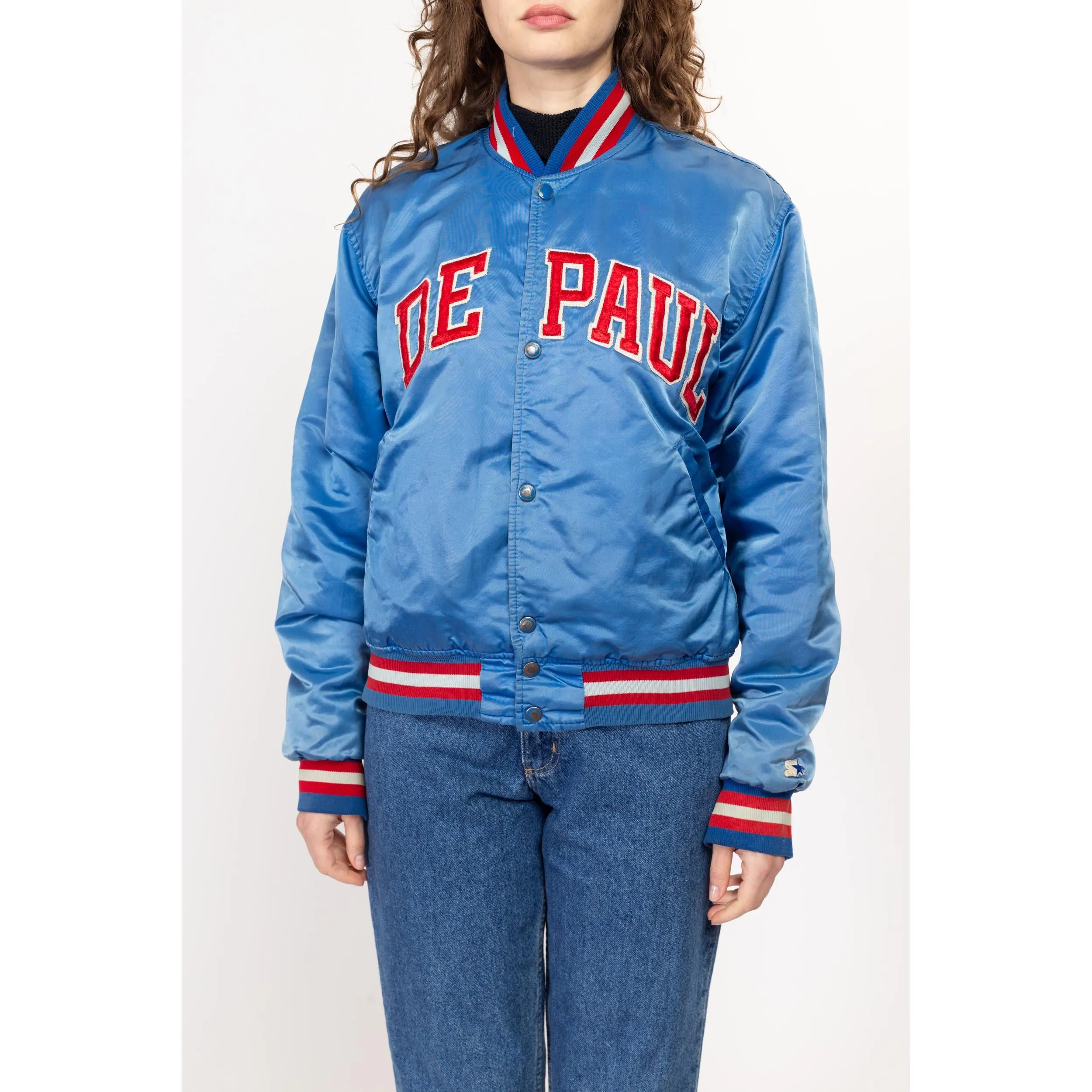 Med-Lrg 80s De Paul University Satin Starter Jacket Unisex