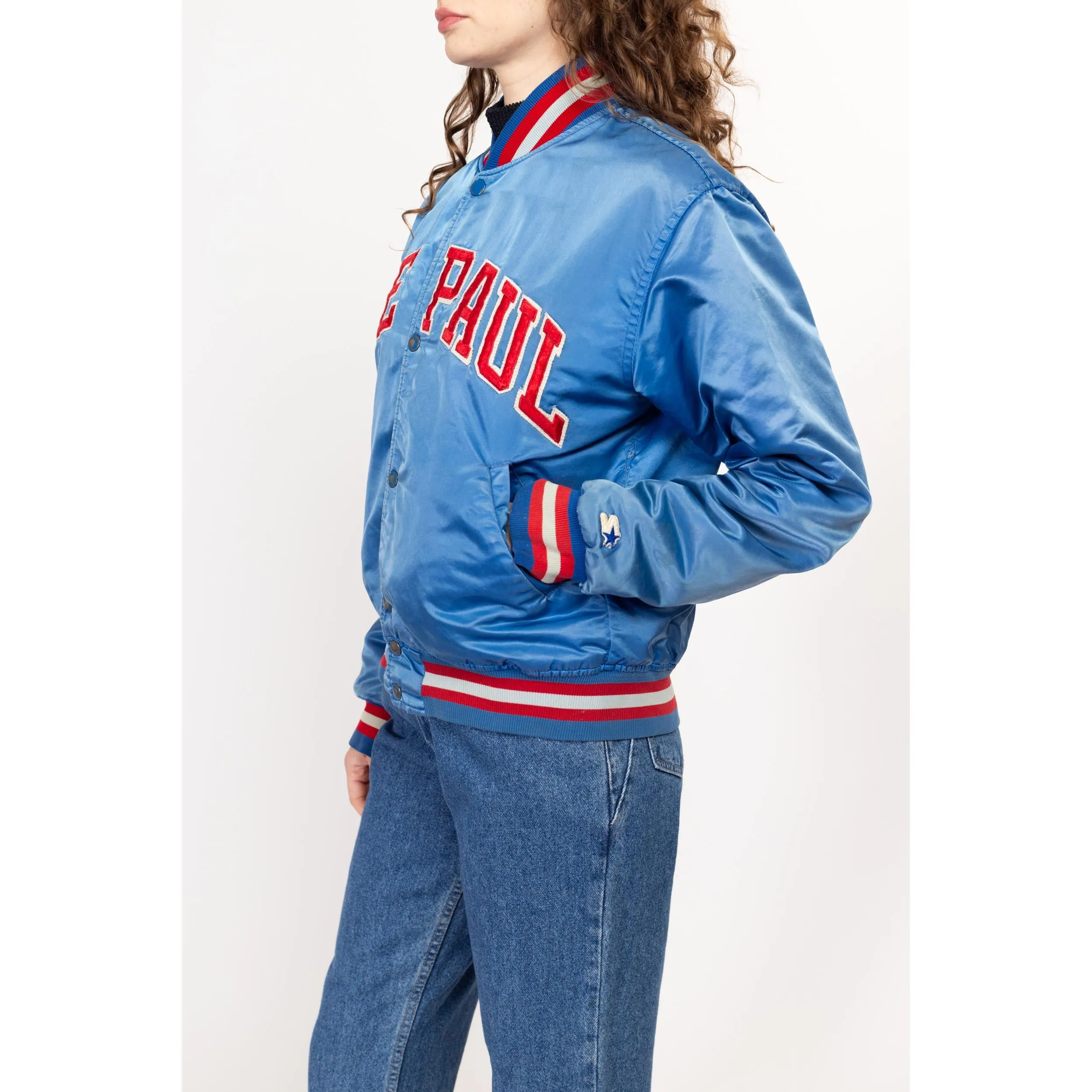 Med-Lrg 80s De Paul University Satin Starter Jacket Unisex