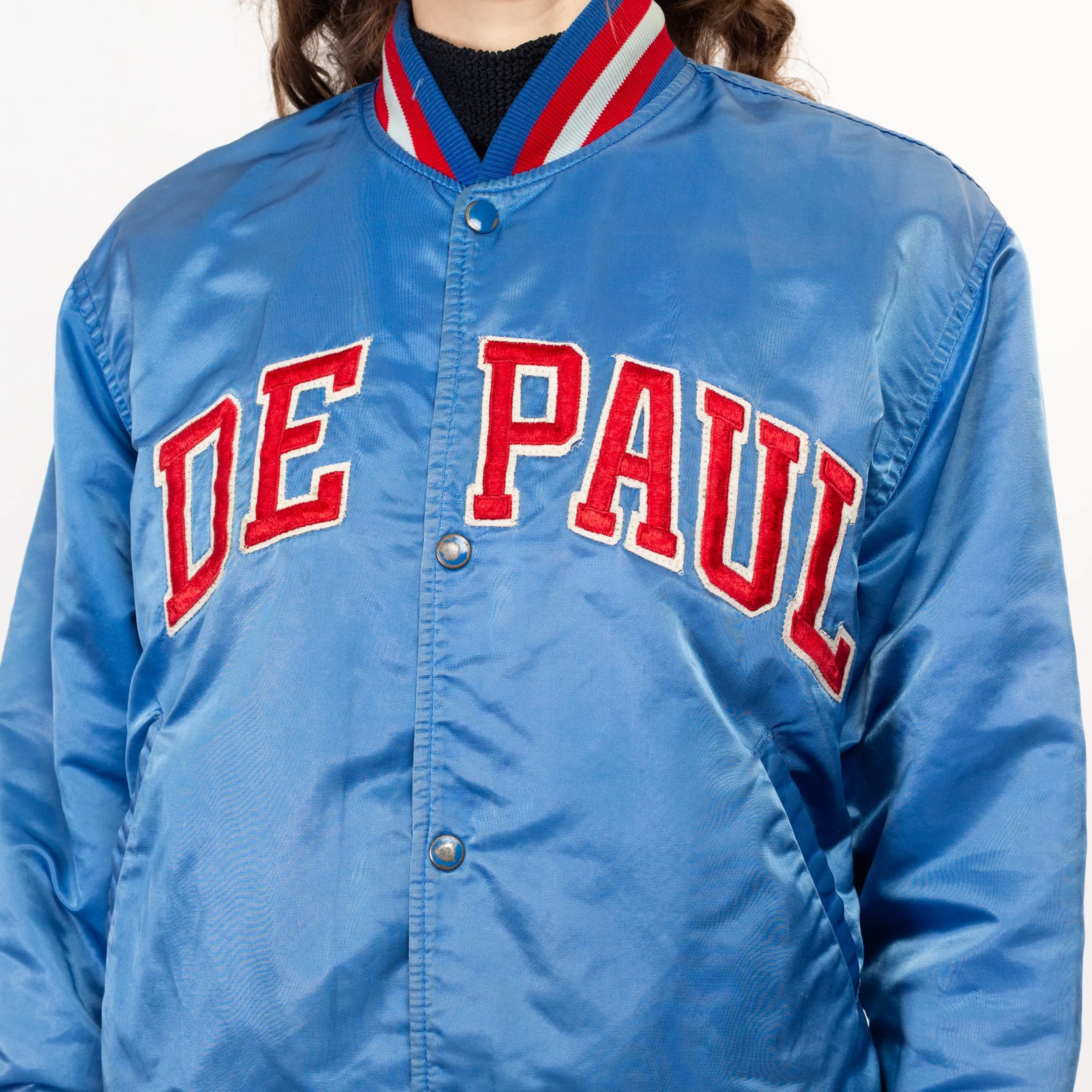 Med-Lrg 80s De Paul University Satin Starter Jacket Unisex