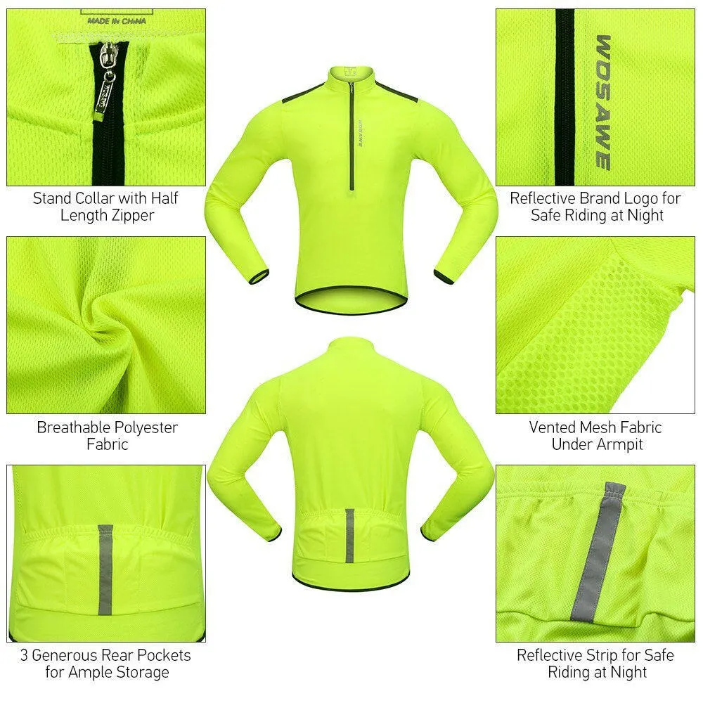 Men's Cycling Jersey Spring Autumn Half-zip MTB Bike Riding Long Sleeve Shirt Clothing