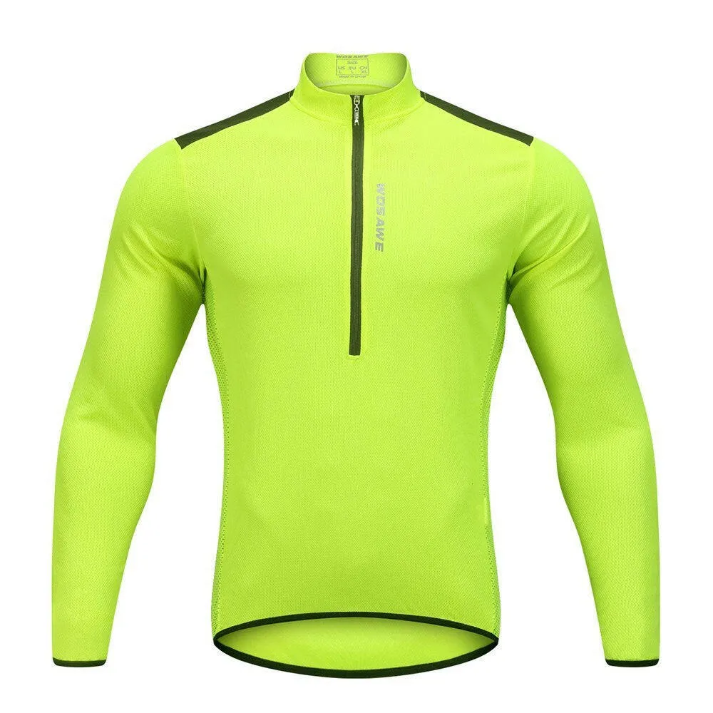 Men's Cycling Jersey Spring Autumn Half-zip MTB Bike Riding Long Sleeve Shirt Clothing