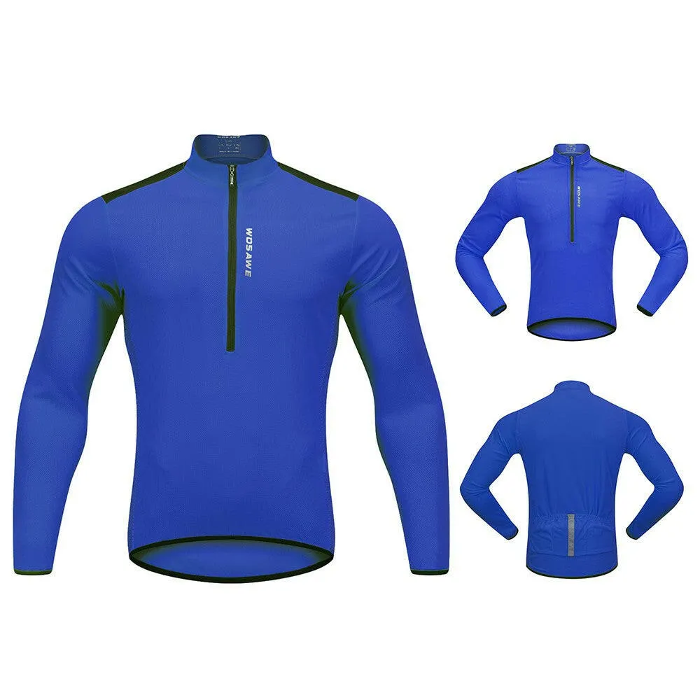 Men's Cycling Jersey Spring Autumn Half-zip MTB Bike Riding Long Sleeve Shirt Clothing