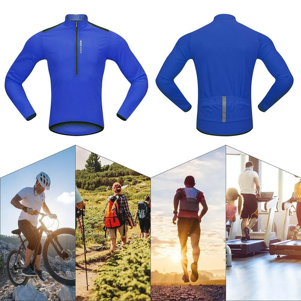 Men's Cycling Jersey Spring Autumn Half-zip MTB Bike Riding Long Sleeve Shirt Clothing
