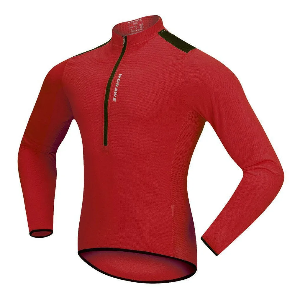 Men's Cycling Jersey Spring Autumn Half-zip MTB Bike Riding Long Sleeve Shirt Clothing