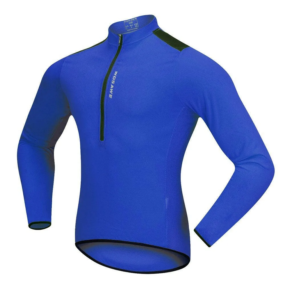 Men's Cycling Jersey Spring Autumn Half-zip MTB Bike Riding Long Sleeve Shirt Clothing