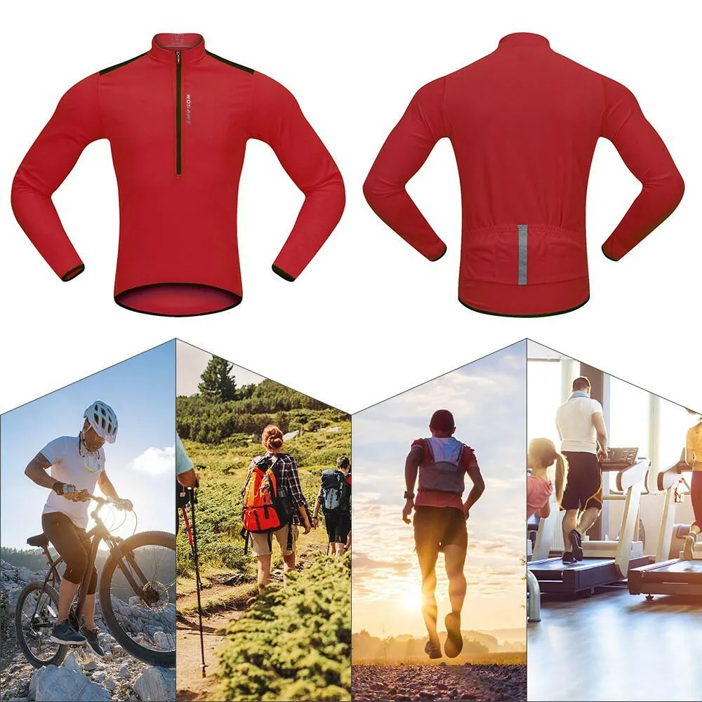 Men's Cycling Jersey Spring Autumn Half-zip MTB Bike Riding Long Sleeve Shirt Clothing