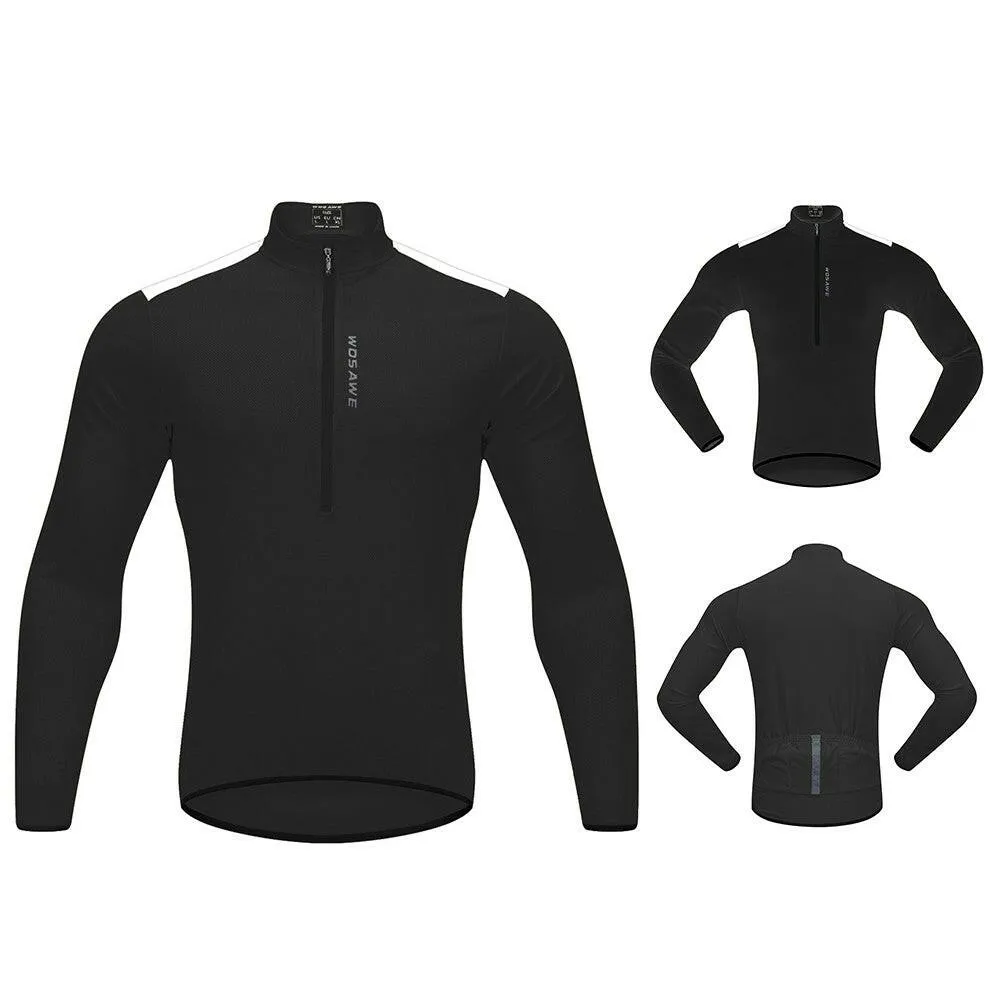 Men's Cycling Jersey Spring Autumn Half-zip MTB Bike Riding Long Sleeve Shirt Clothing