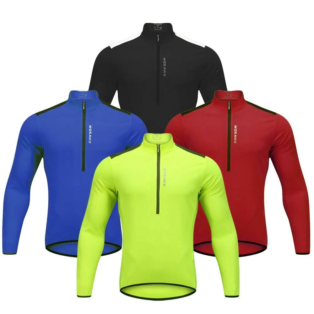 Men's Cycling Jersey Spring Autumn Half-zip MTB Bike Riding Long Sleeve Shirt Clothing