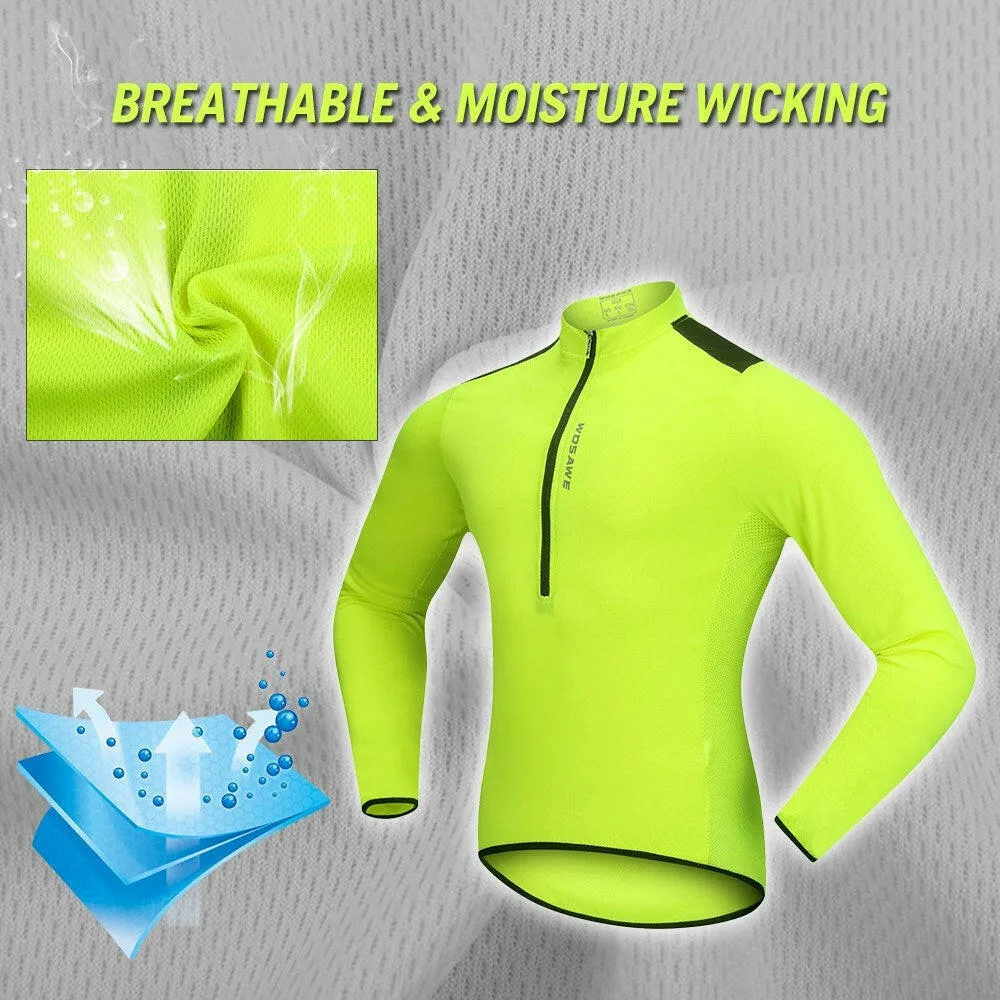Men's Cycling Jersey Spring Autumn Half-zip MTB Bike Riding Long Sleeve Shirt Clothing