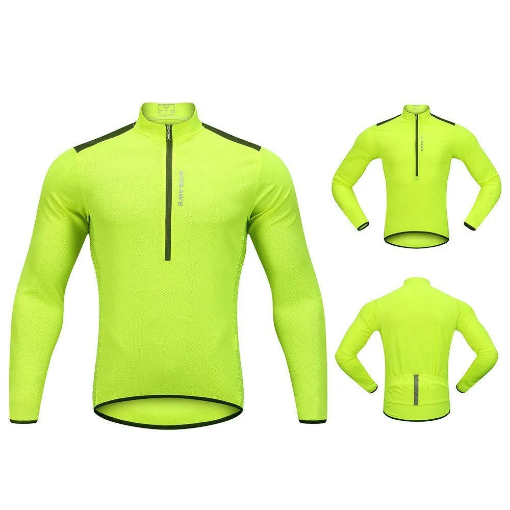 Men's Cycling Jersey Spring Autumn Half-zip MTB Bike Riding Long Sleeve Shirt Clothing