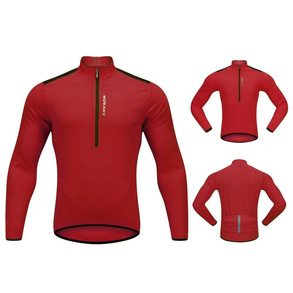 Men's Cycling Jersey Spring Autumn Half-zip MTB Bike Riding Long Sleeve Shirt Clothing