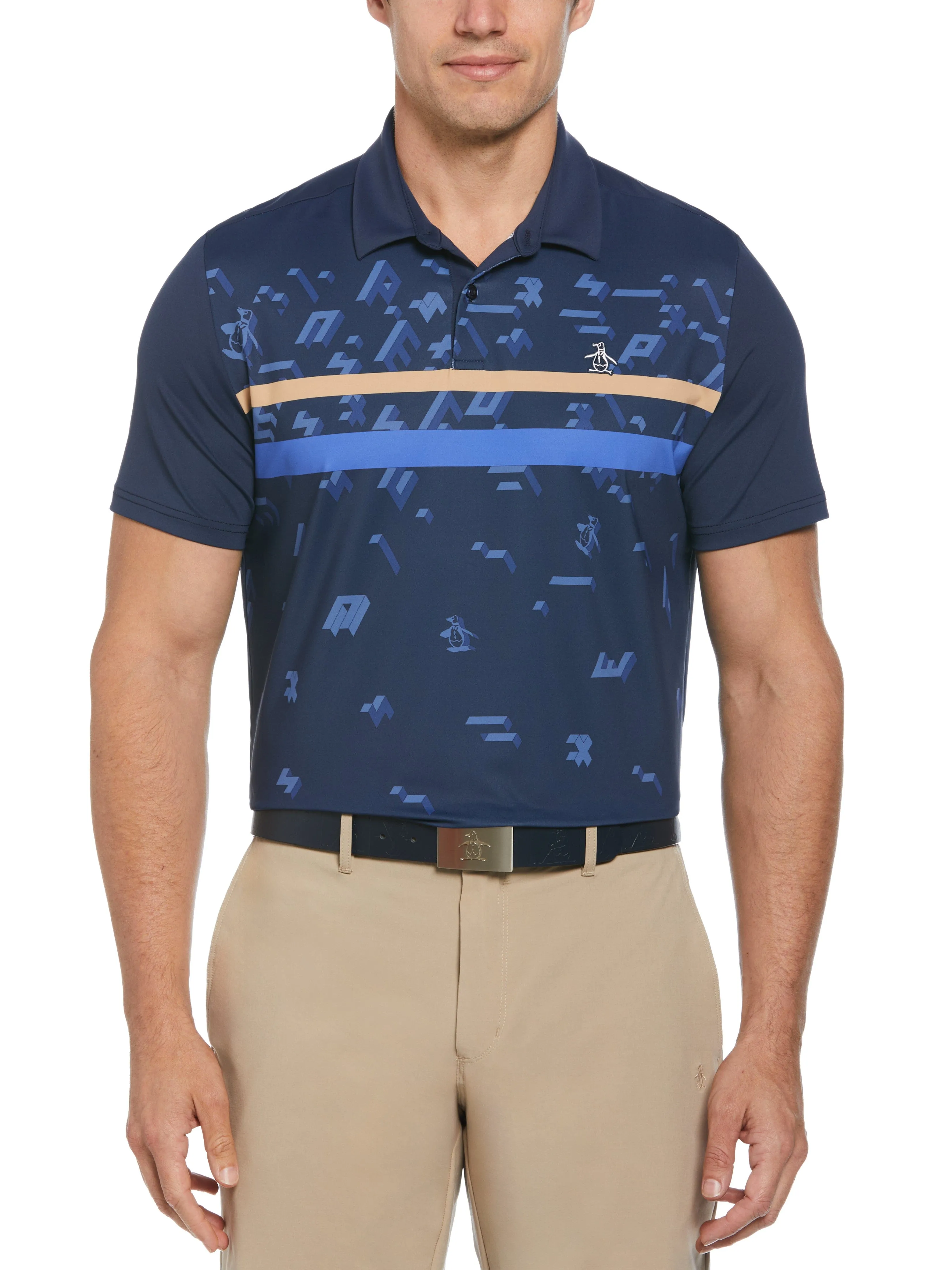Men's Got Game Engineered Stripe Block Print Polo