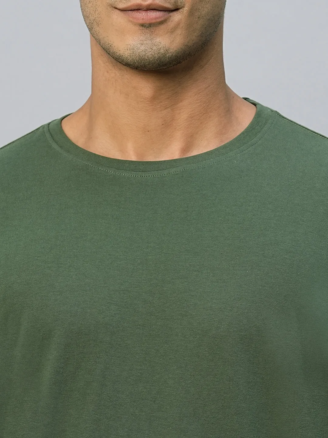 Men's Green Cotton Regular Fit Tshirts