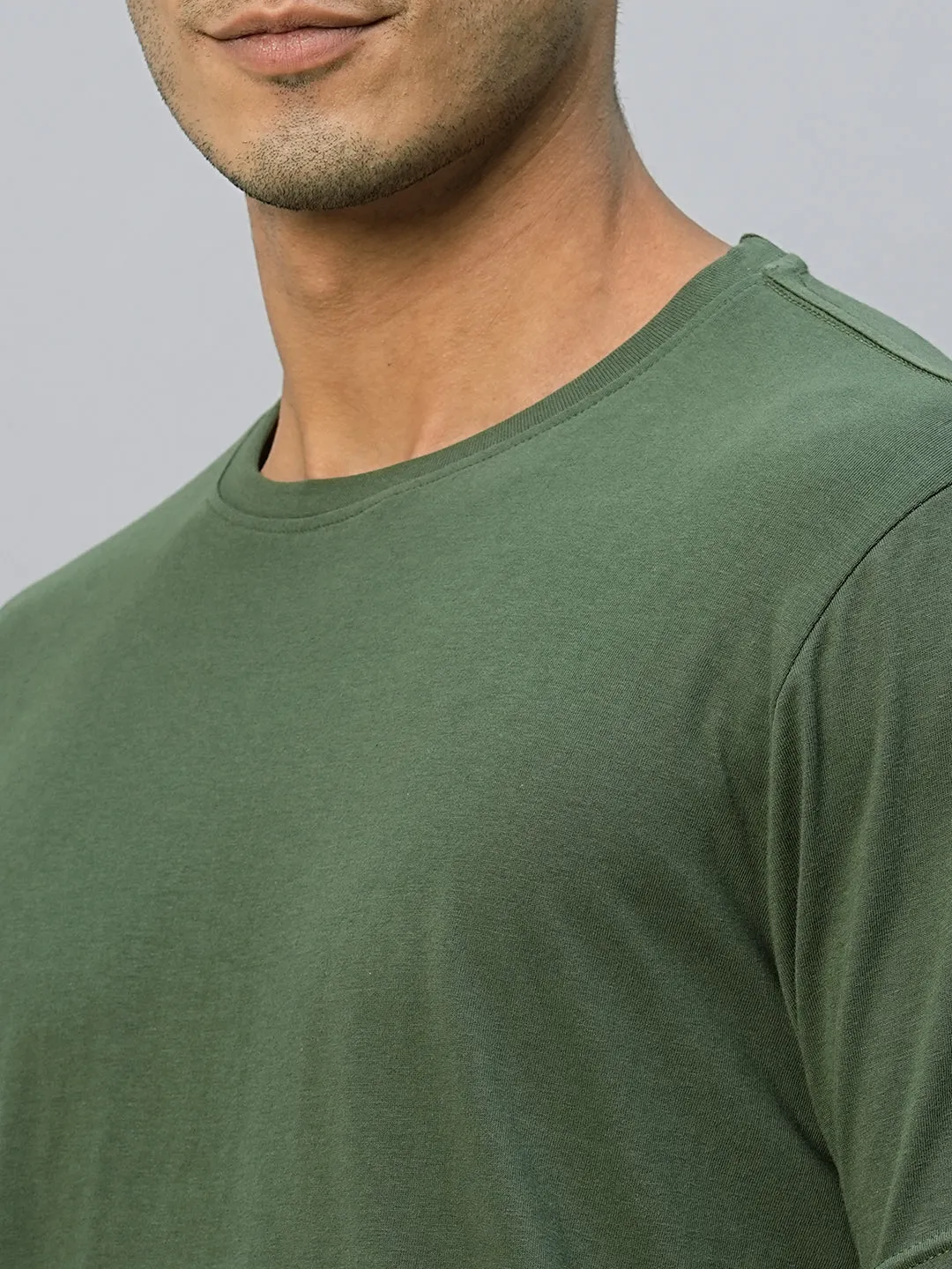 Men's Green Cotton Regular Fit Tshirts