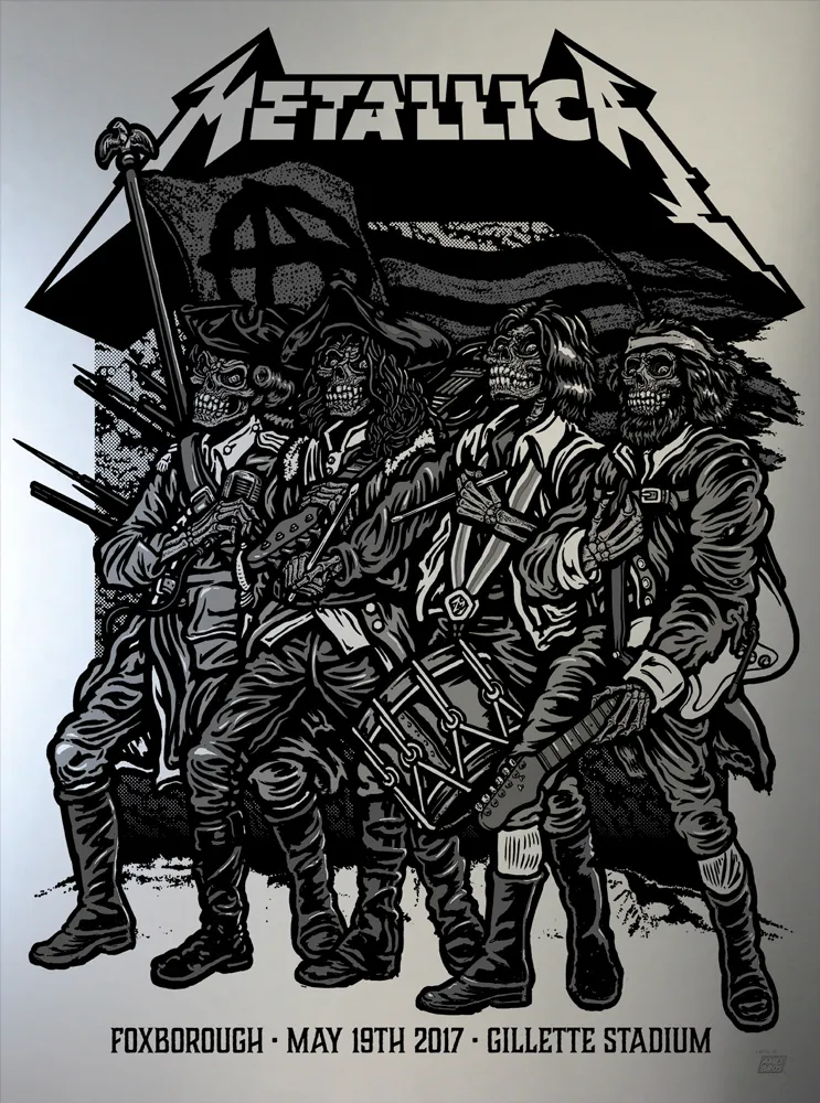 Metallica 2017 Gillette Stadium Foxborough, MA Poster - Chrome Foil Edition