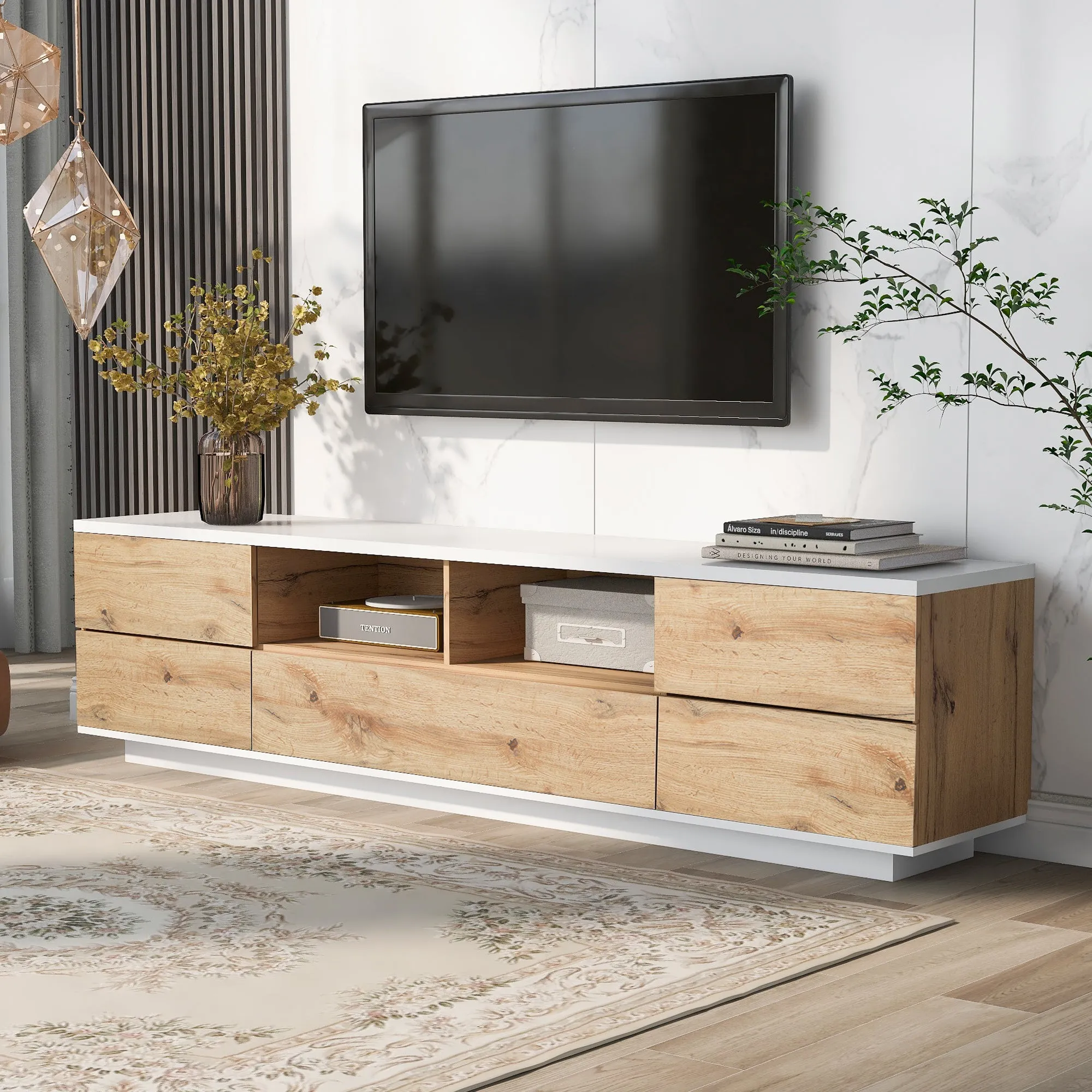 Modern TV stand with Multi-Functional Storage