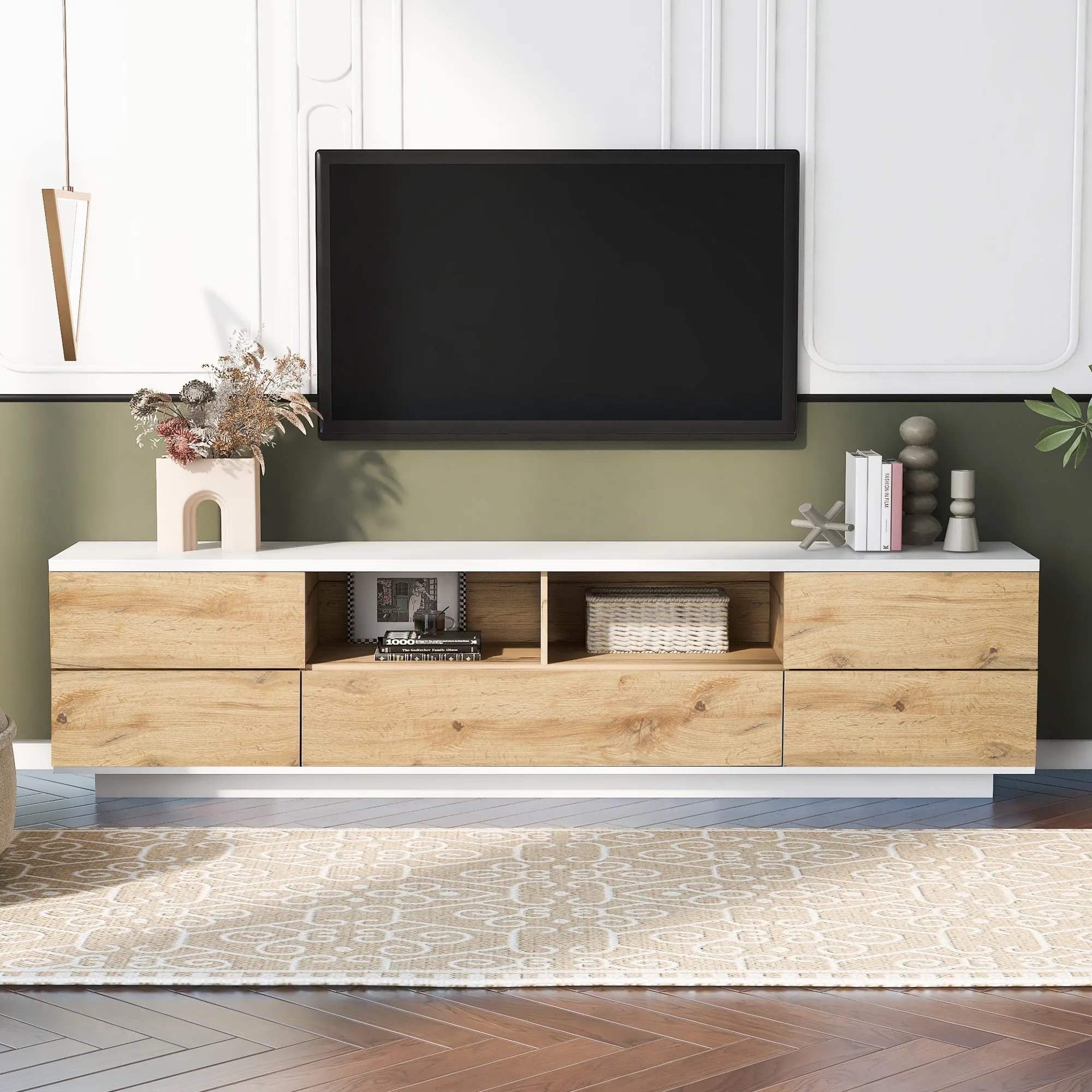 Modern TV stand with Multi-Functional Storage