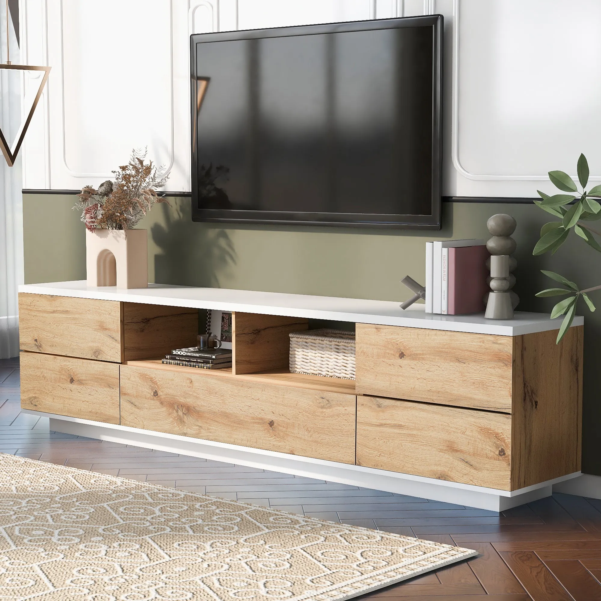 Modern TV stand with Multi-Functional Storage