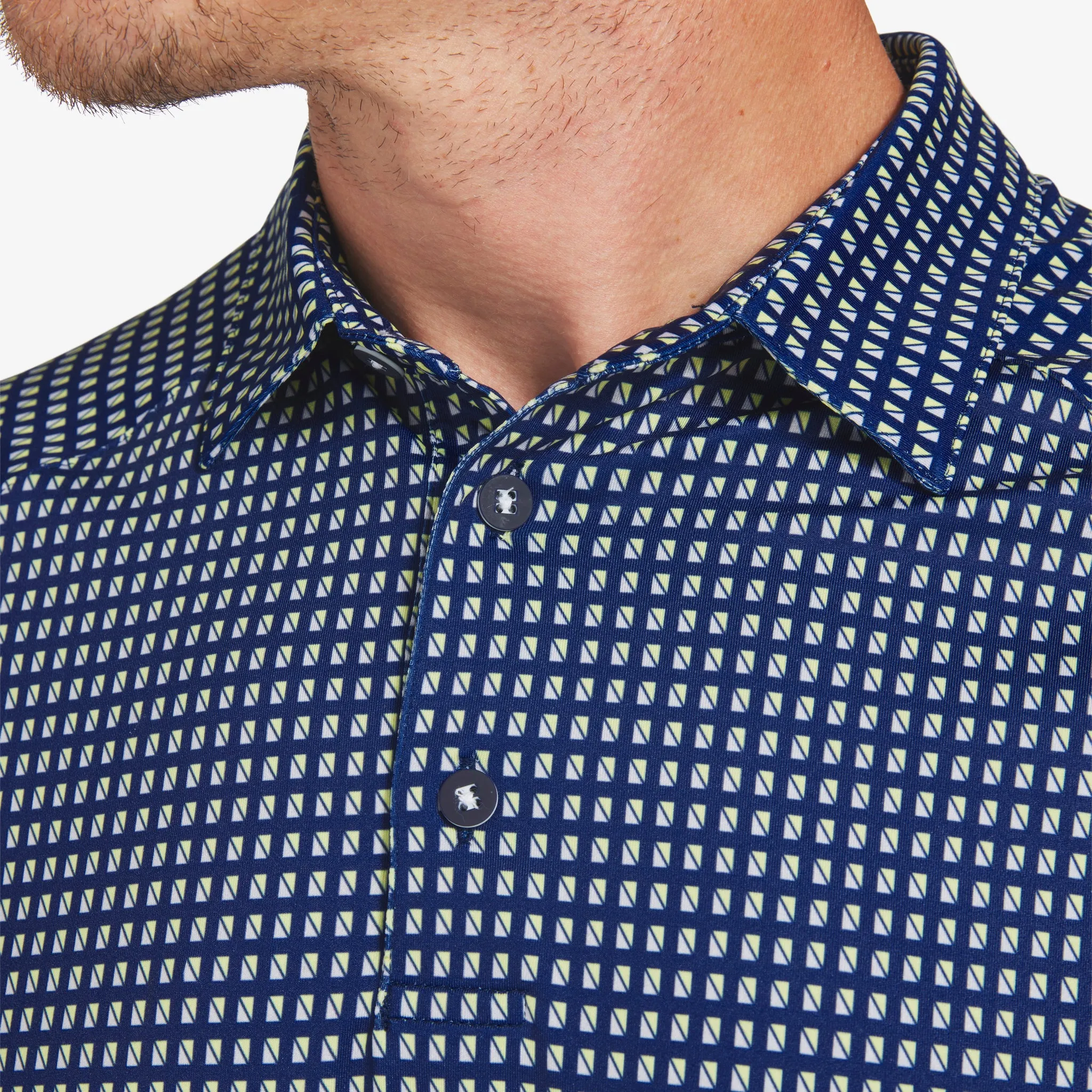 Navy Yellow Mini Square Print