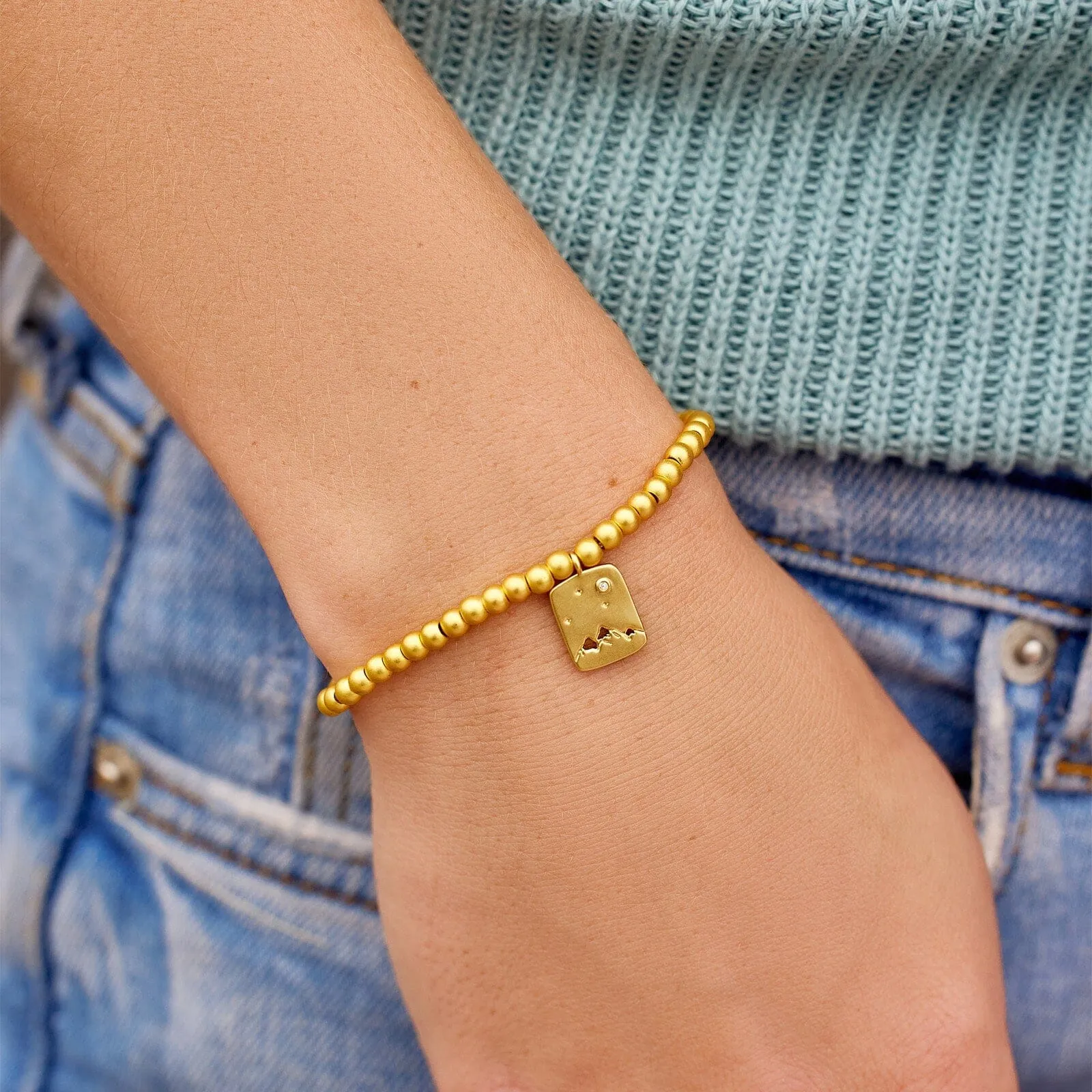 Outdoorsy Gals Metal Bead Stretch Bracelet
