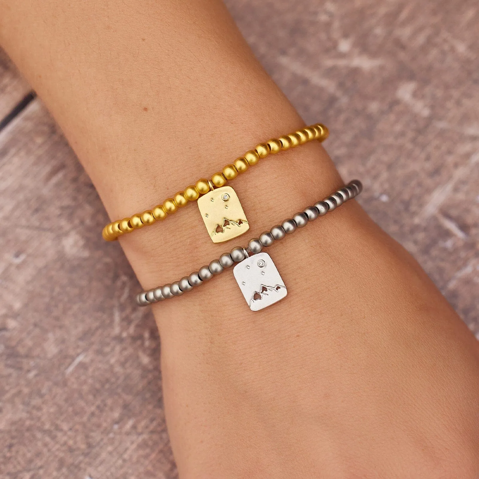 Outdoorsy Gals Metal Bead Stretch Bracelet