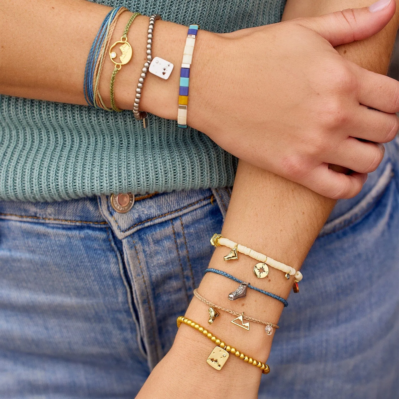 Outdoorsy Gals Metal Bead Stretch Bracelet