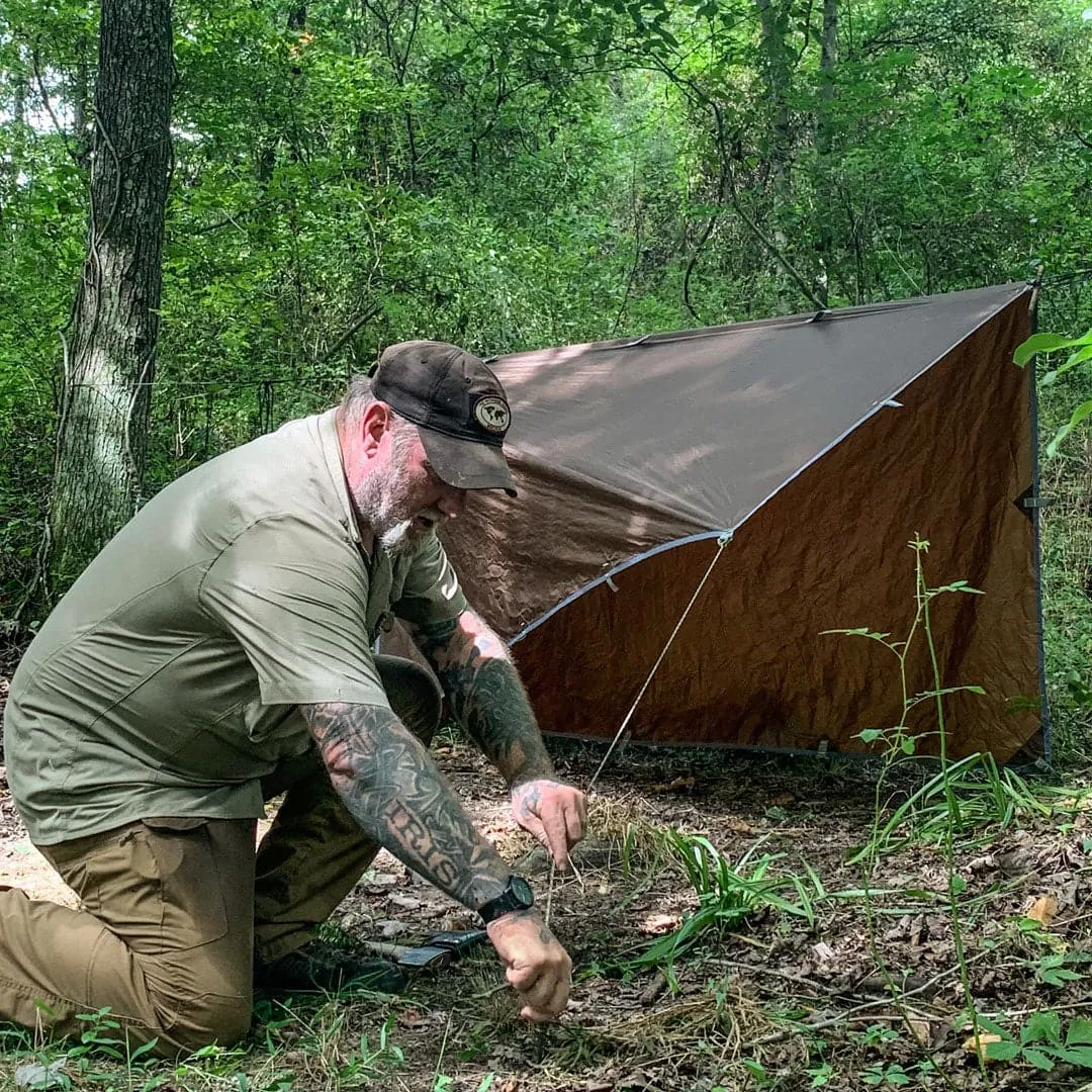 Optimized Title: Earth Brown Pathfinder Nylon Tarp & Hammock Combo with Enhanced Features