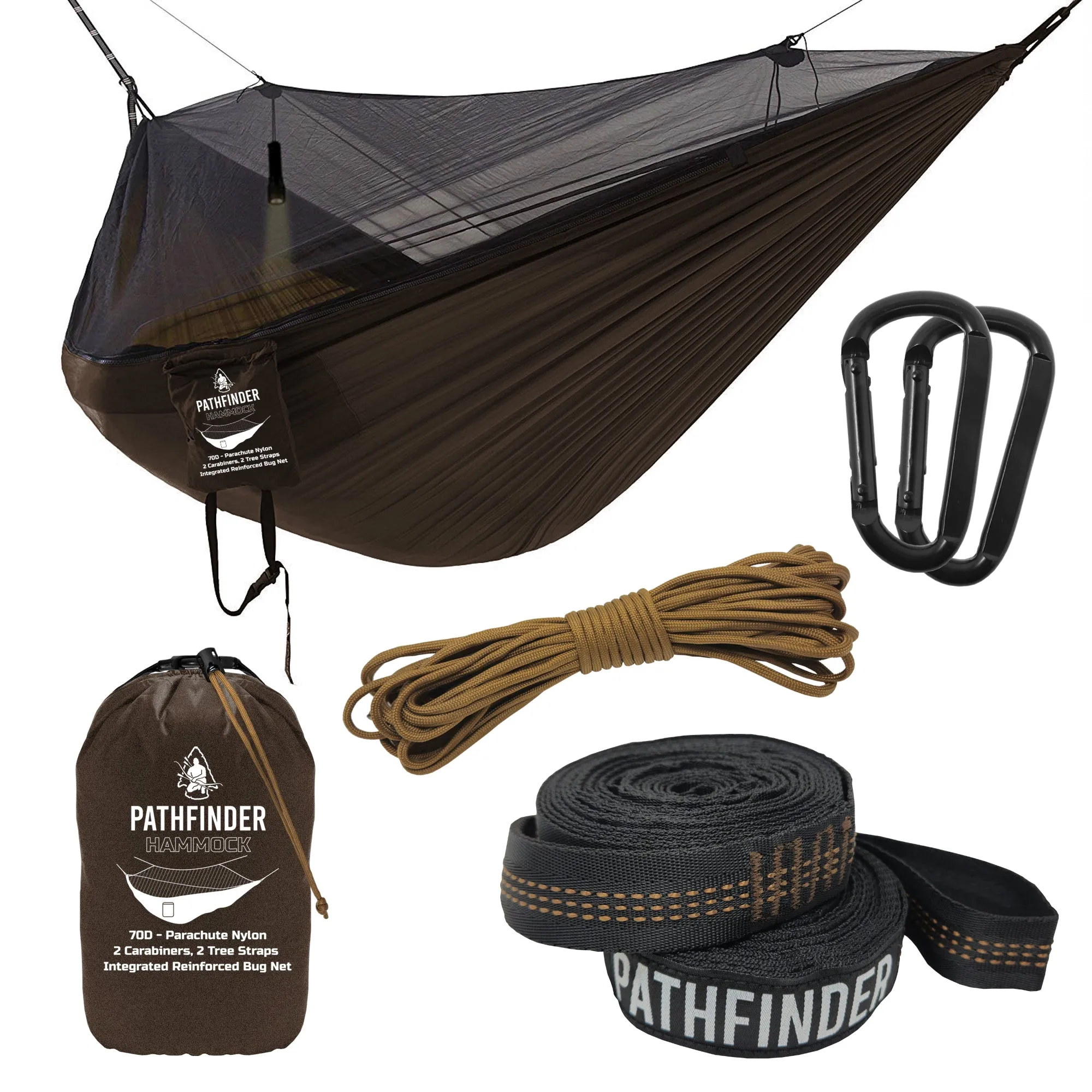 Optimized Title: Earth Brown Pathfinder Nylon Tarp & Hammock Combo with Enhanced Features
