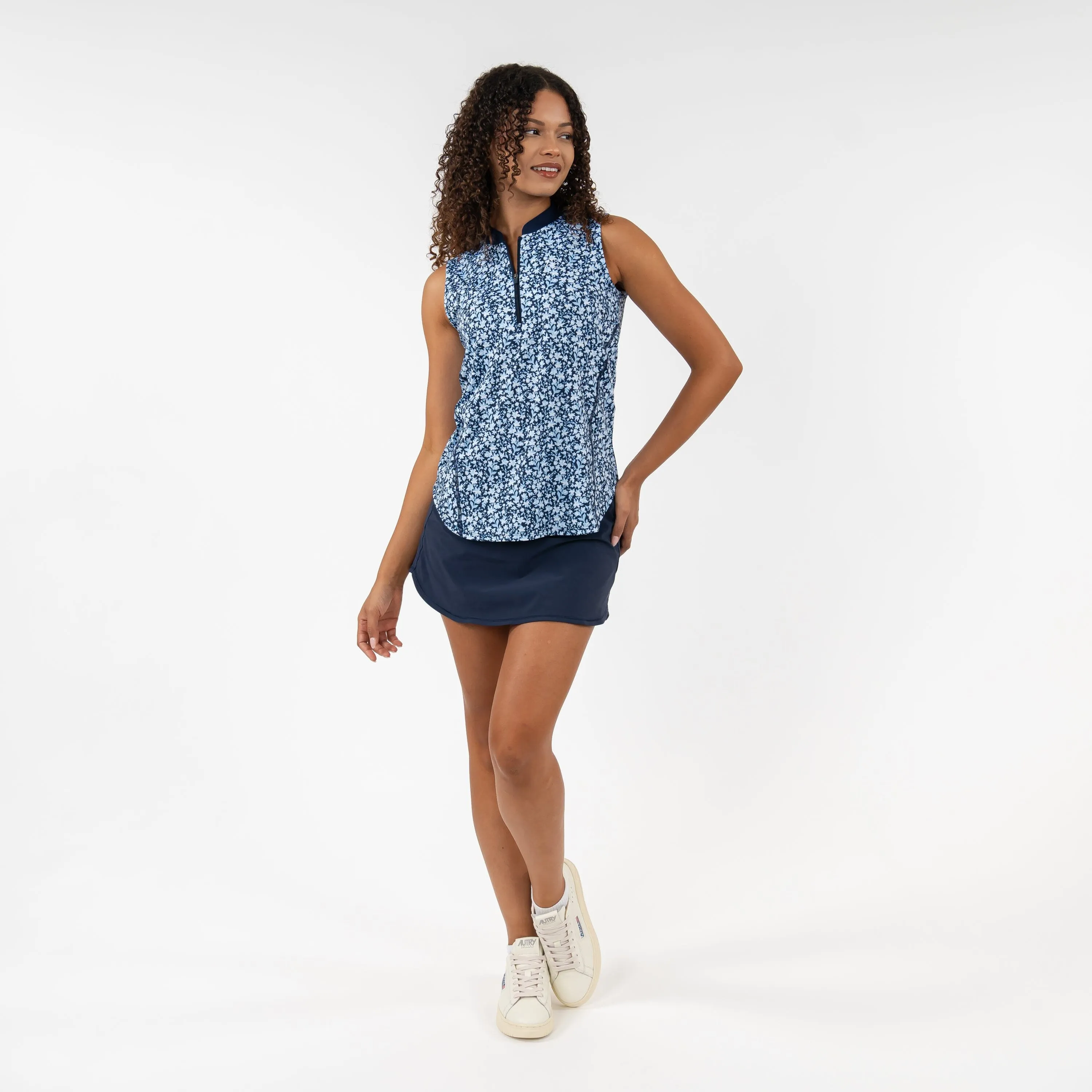 Petal Sleeveless Zip | The Petal - Fleet Navy/Pure Blue