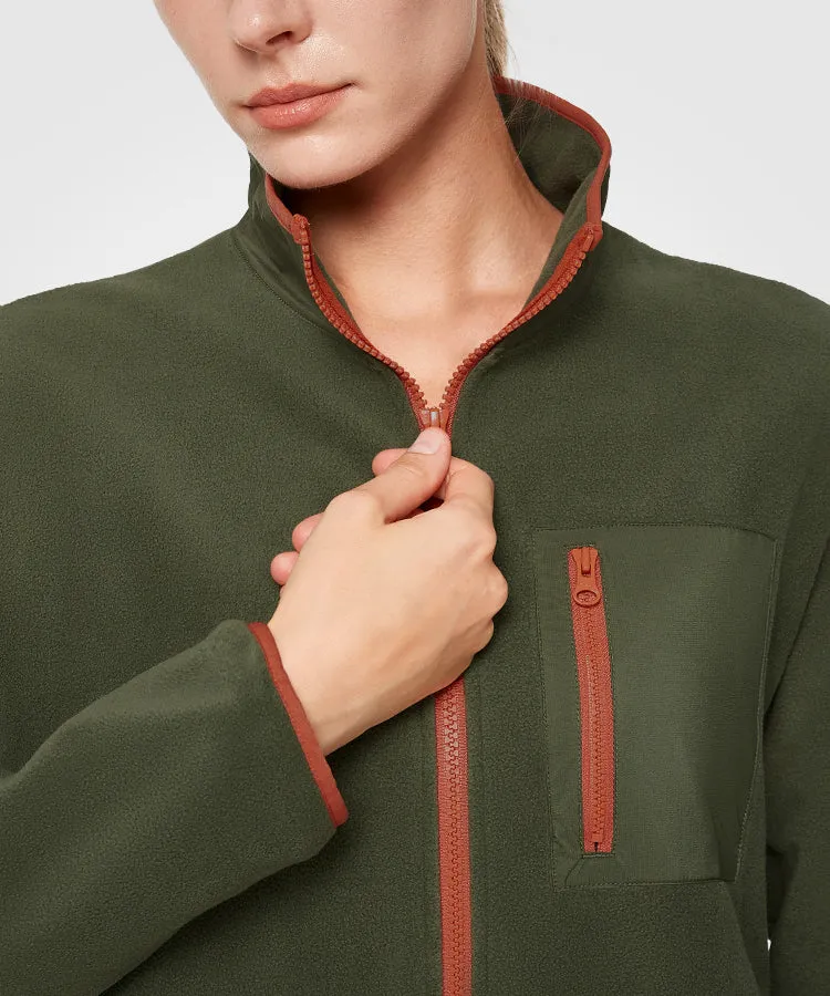 Shift Fleece Color Block Pockets Zip Jacket | Women's Sports Jacket