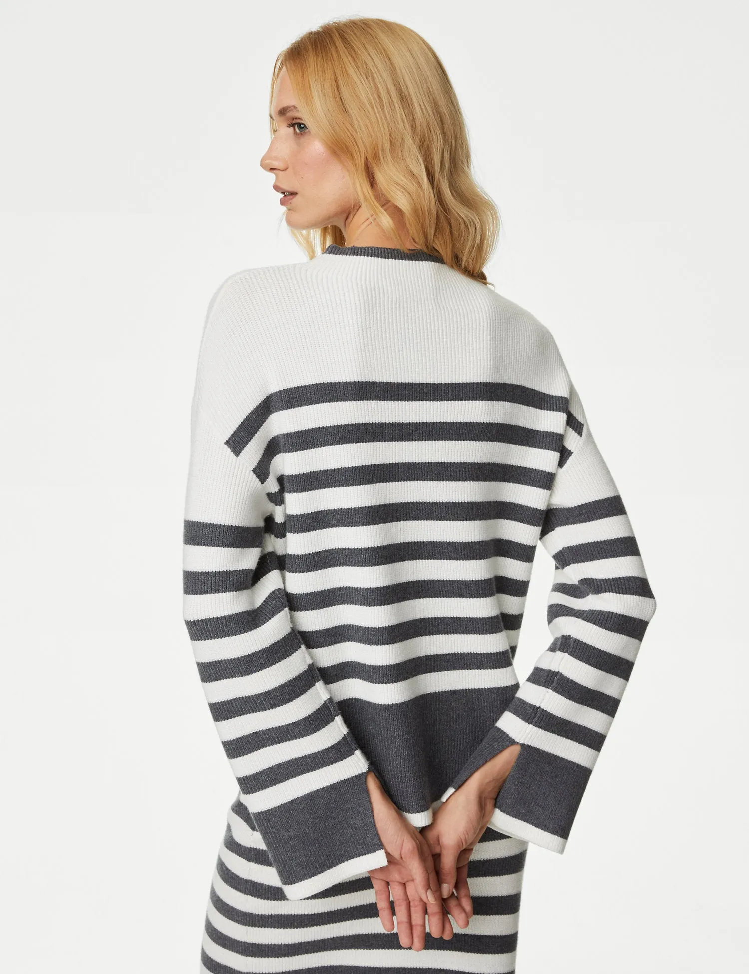 Soft Touch Striped Funnel Neck Jumper